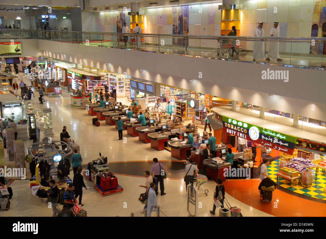 Dubai UAE,United Arab Emirates,Middle East Eastern,Dubai International Airport,gate,Sheikh Rashid Terminal,shopping shopper shoppers shop shops market Stock Photo