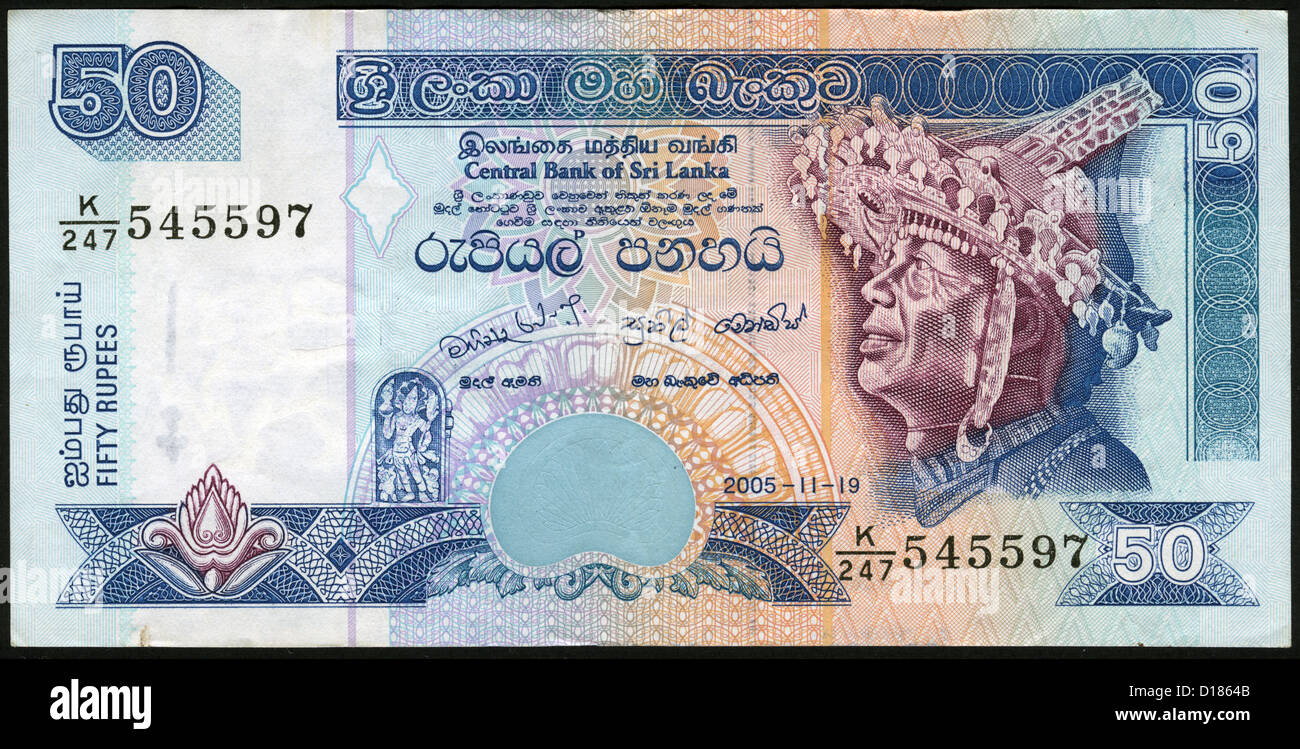 Banknote Sri Lanka; 50 rupee Stock Photo Alamy