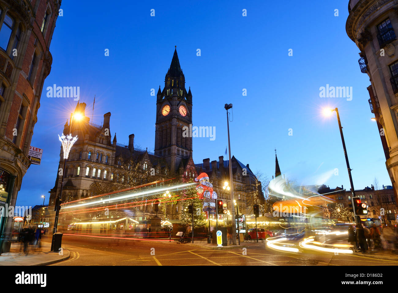 Manchester Town Hall and the Christmas Markets Stock Photo