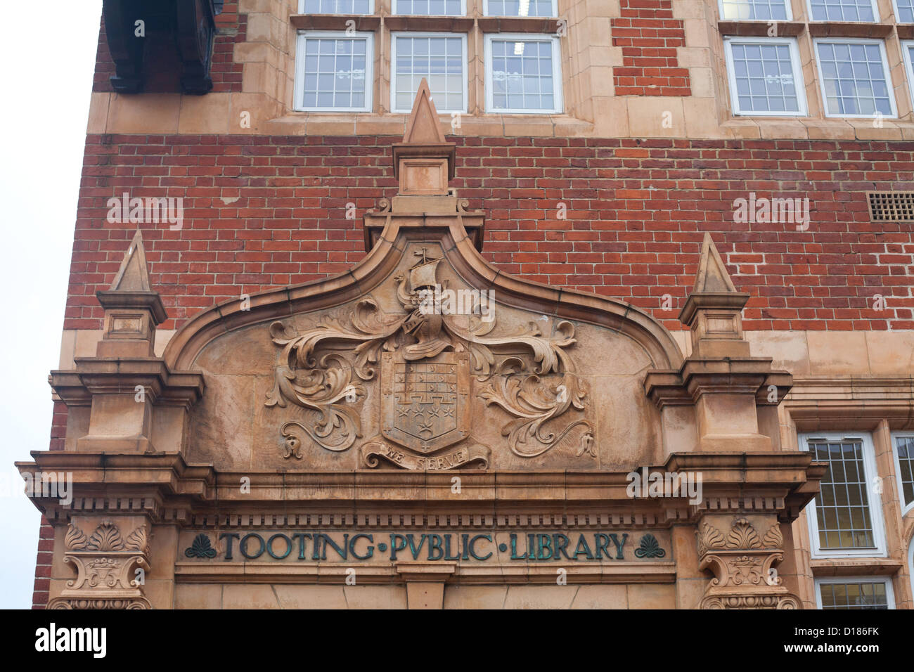 Detail of entrance of Tooting Library in South West London, UK Stock ...