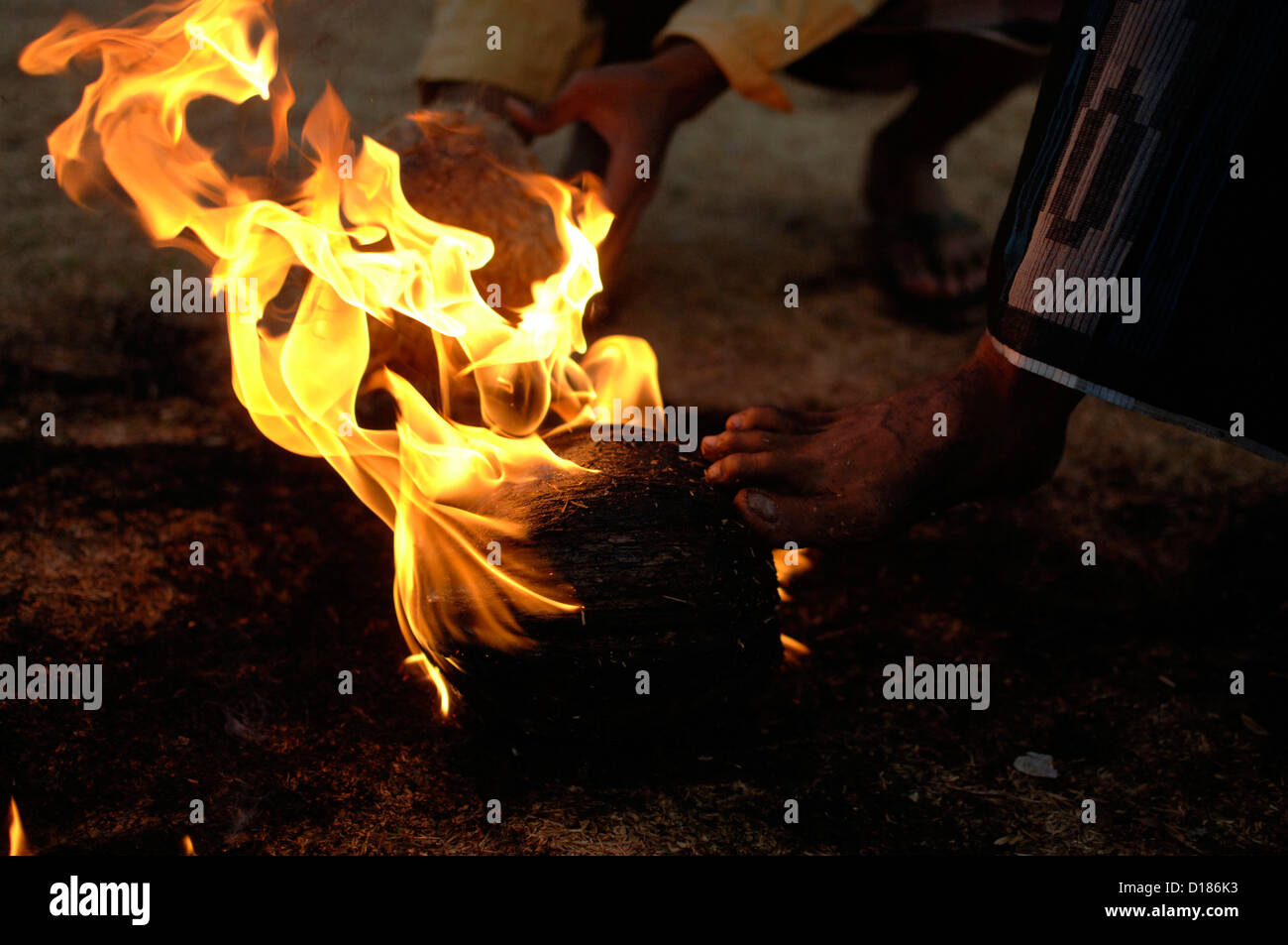 Some students play Fire Football tradition in islamic boarding house ...