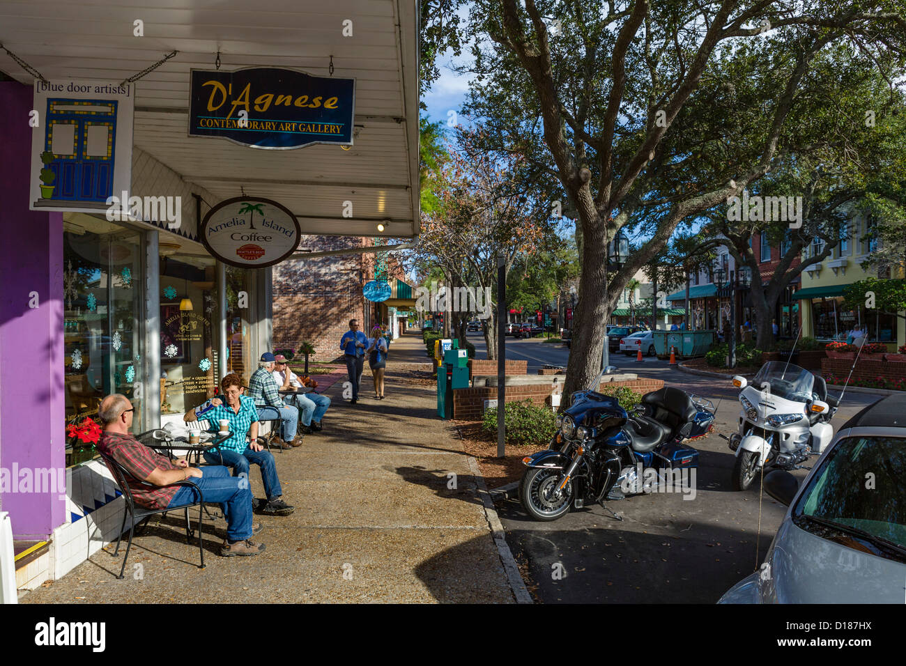 Cafe on Centre Street (the Main Street) in downtown Fernandina Beach, Amelia Island, Florida, USA Stock Photo