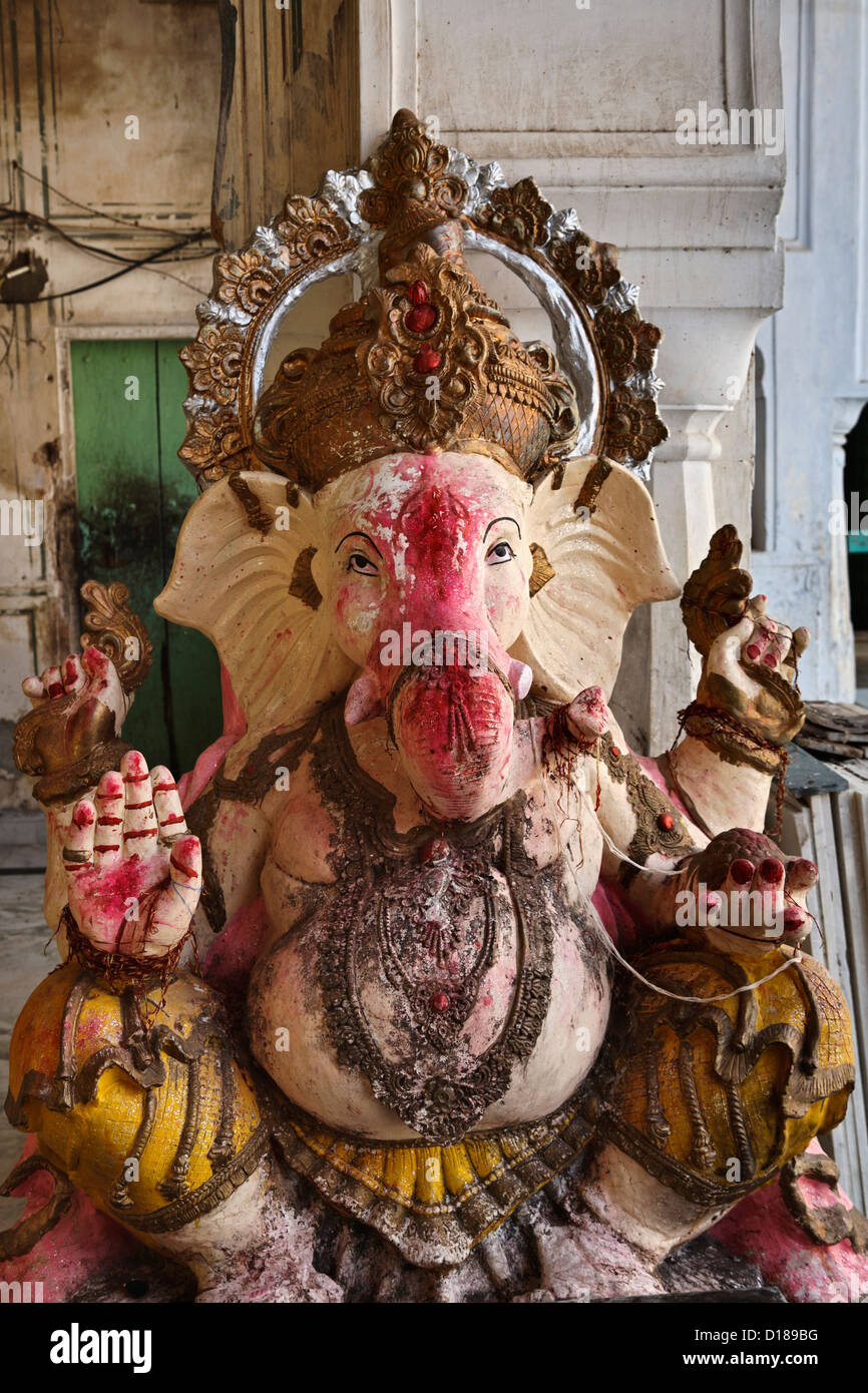 India, Rajasthan, Jaipur, hindu God statue in one of the many temples