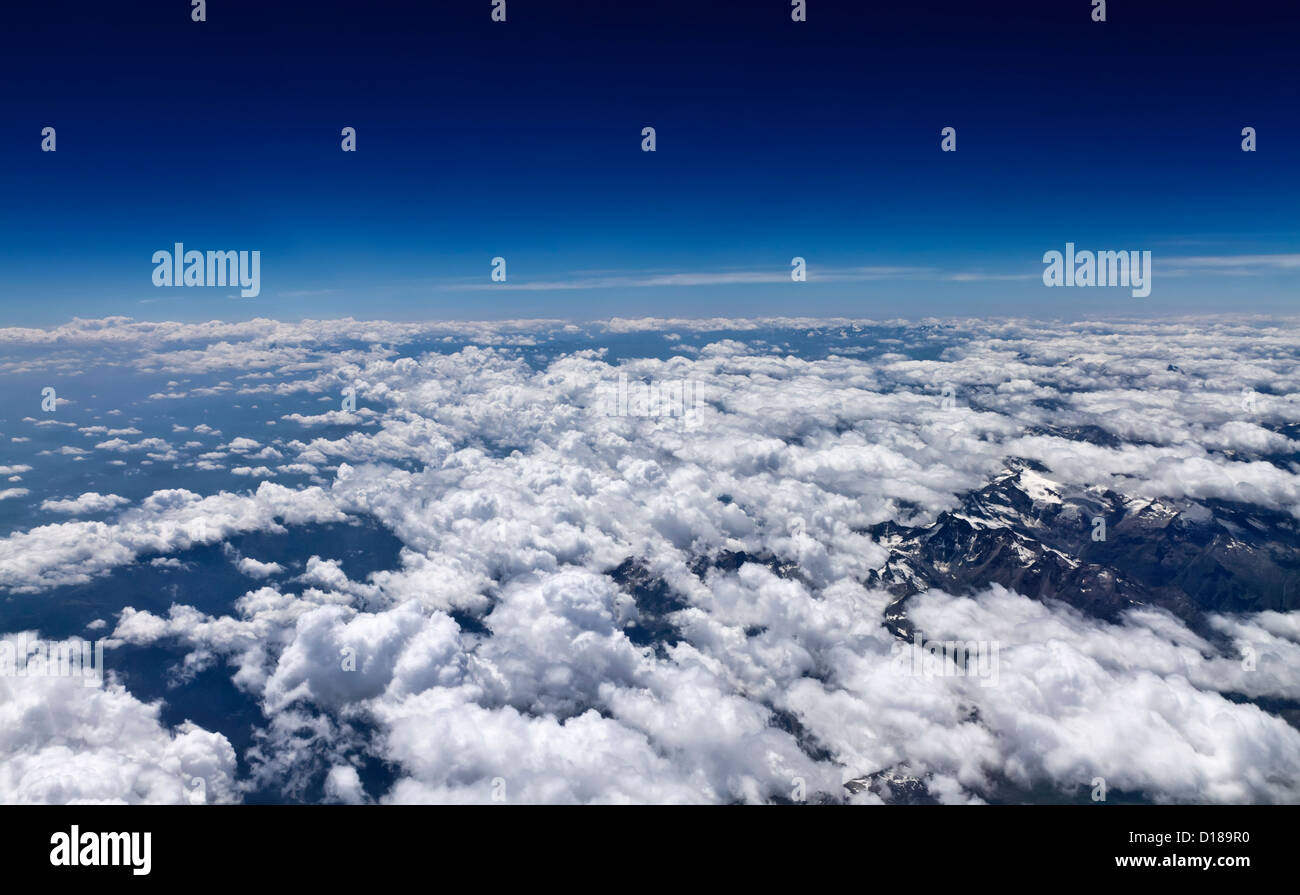 Italy, aerial view of the italian Alps and the Mont Blanc Stock Photo ...