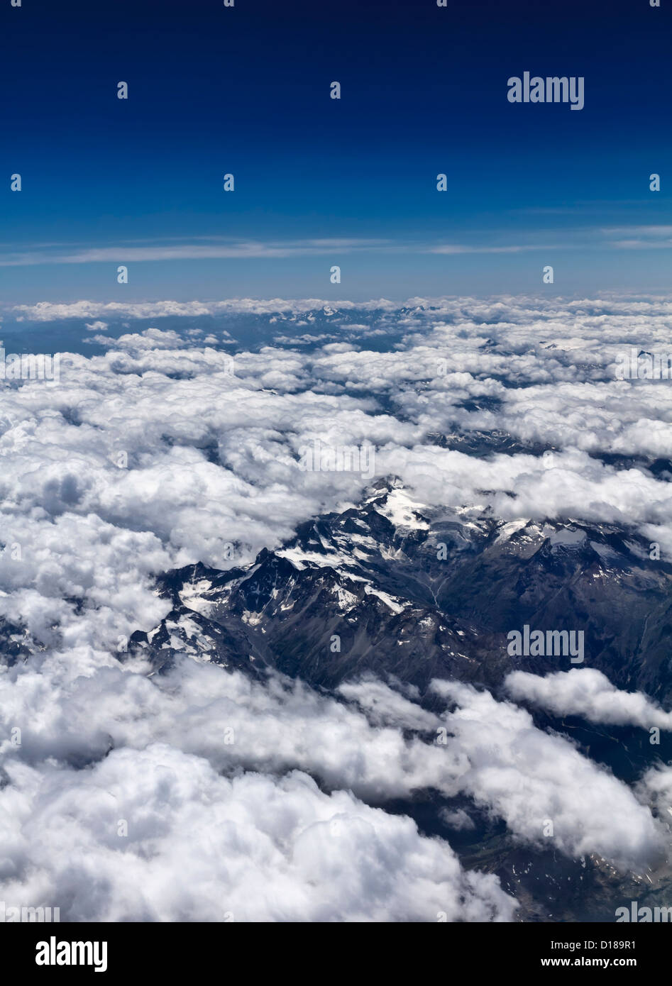 Italy, aerial view of the italian Alps and the Mont Blanc Stock Photo ...