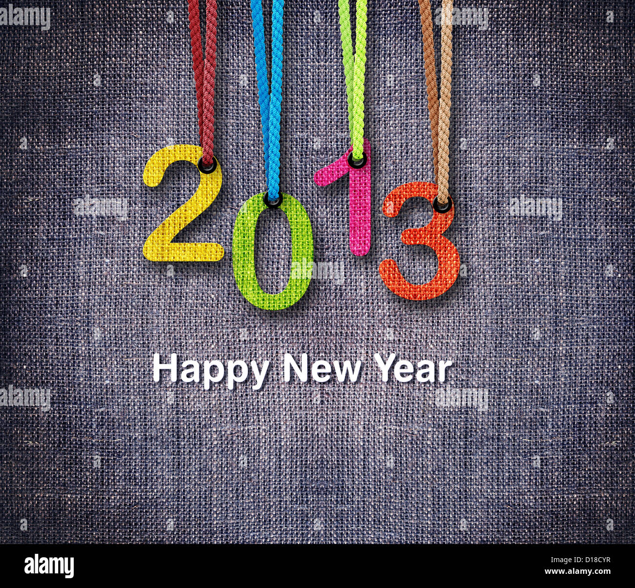 2013 numbers hanging by rope as puppeteer on sackcloth background Stock ...