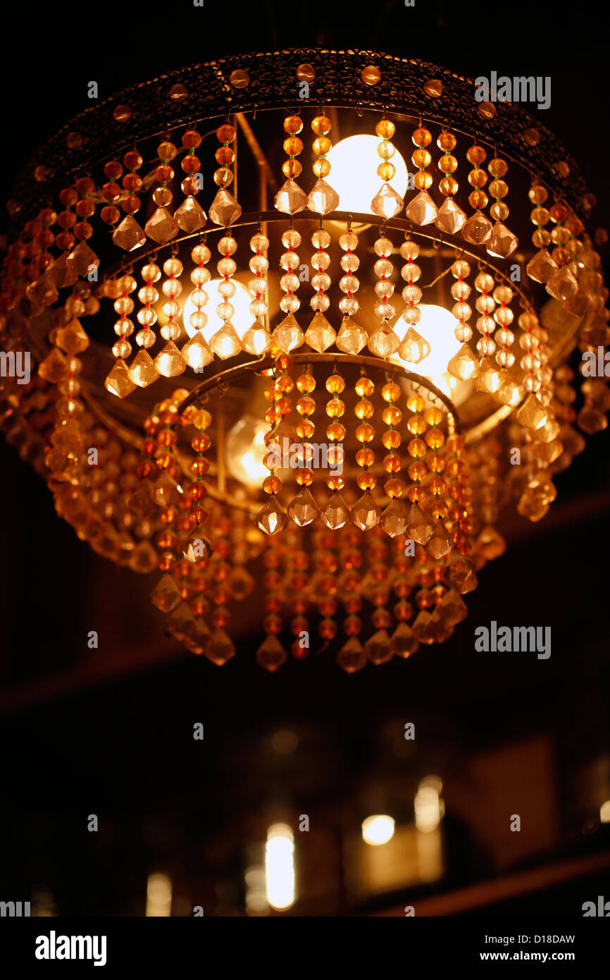 A Decorative Ceiling Mounted Chandelier Stock Photo
