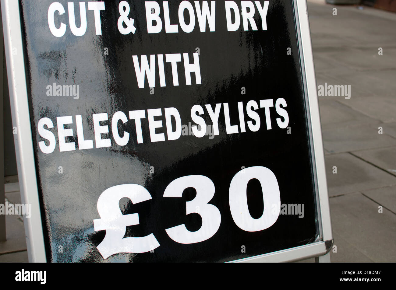 Spelling mistake, sylists instead of stylists Stock Photo
