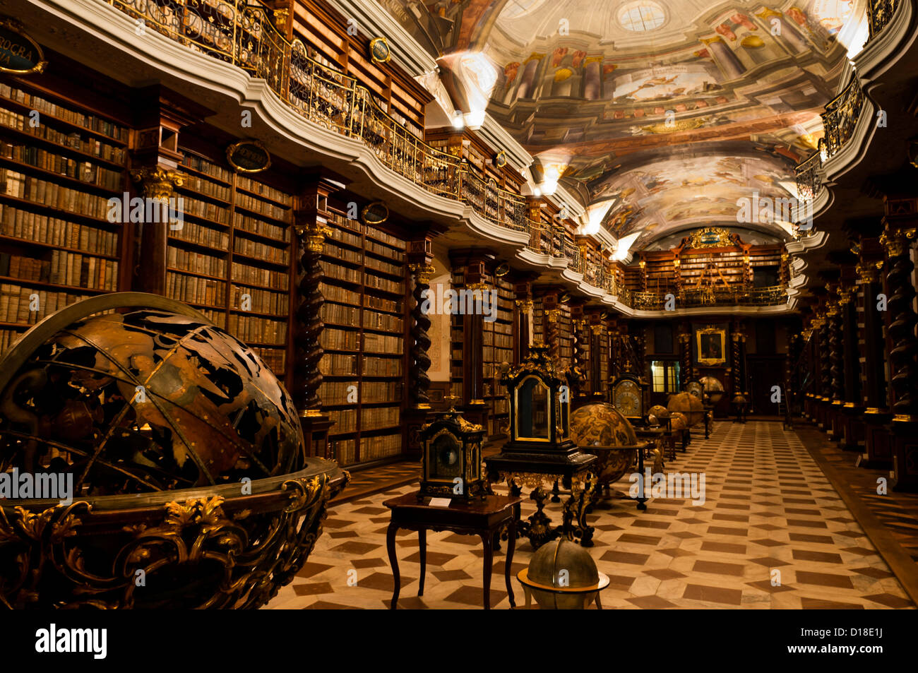 the historical center of Prague - the baroque library in the Klementinum  Stock Photo - Alamy