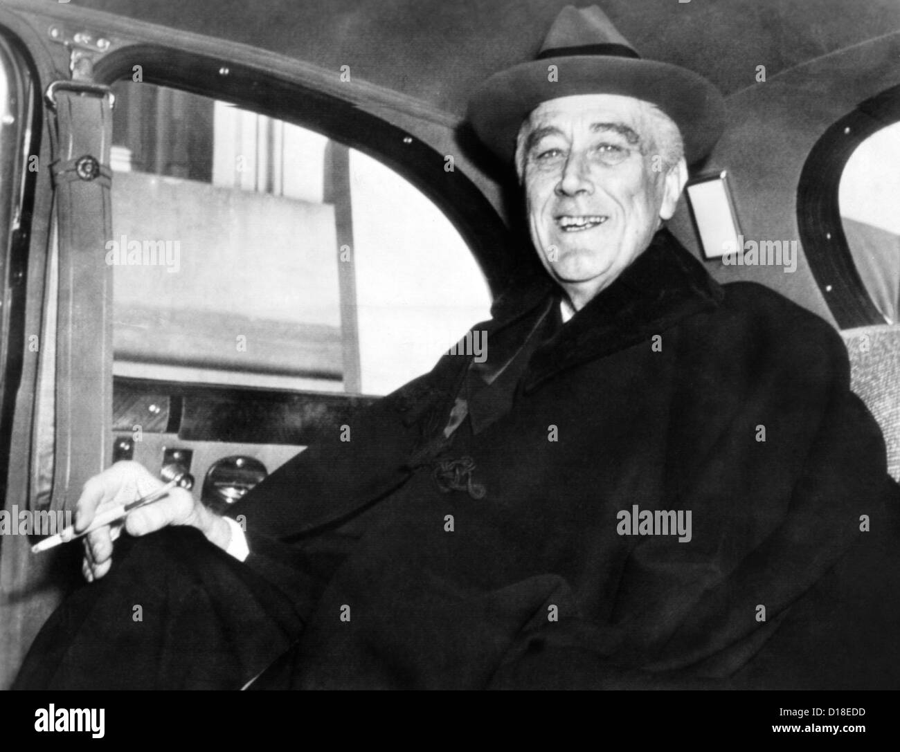 President Franklin Roosevelt arrives to speak to a joint session of Congress to report on the Yalta Conference. For the first Stock Photo