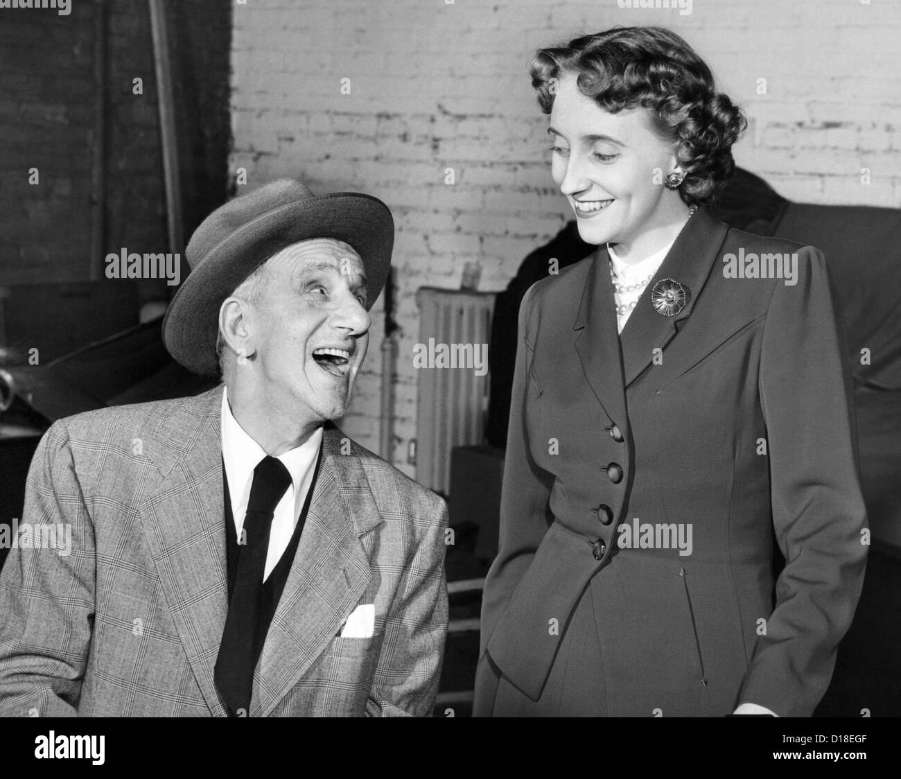 TV comedian Jimmy Durante and President Truman's daughter, Margaret rehearse. She made her television comedy debut on his show Stock Photo