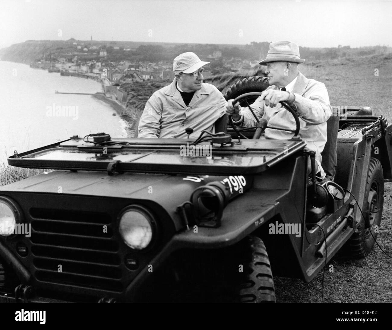 Former President Eisenhower with Walter Cronkite above Normandy's