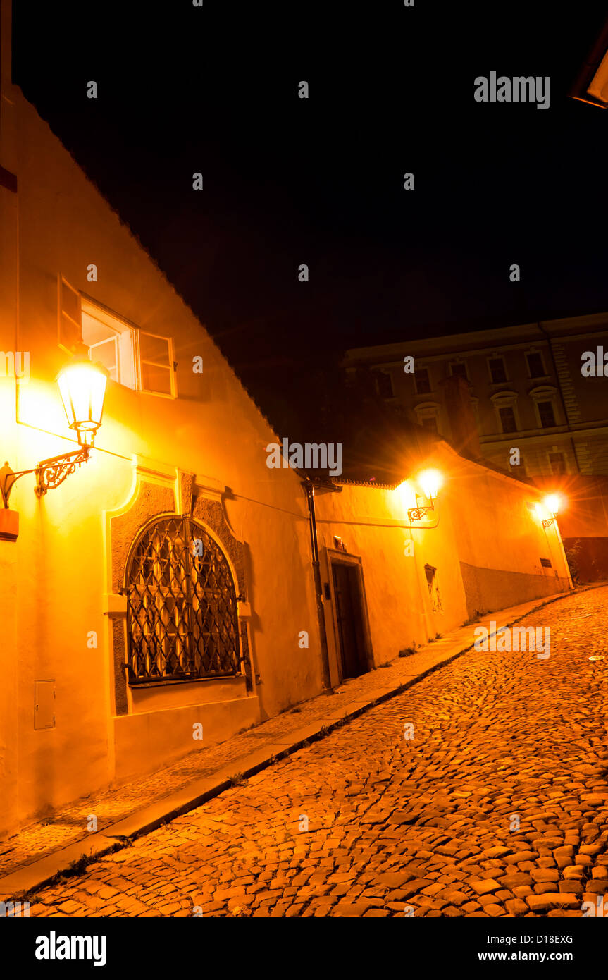 the historical center of Prague - Novy Svet street Stock Photo