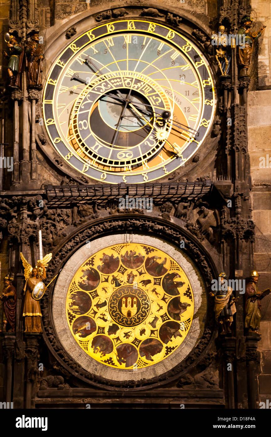 the famous astronomic clock in Prague Stock Photo