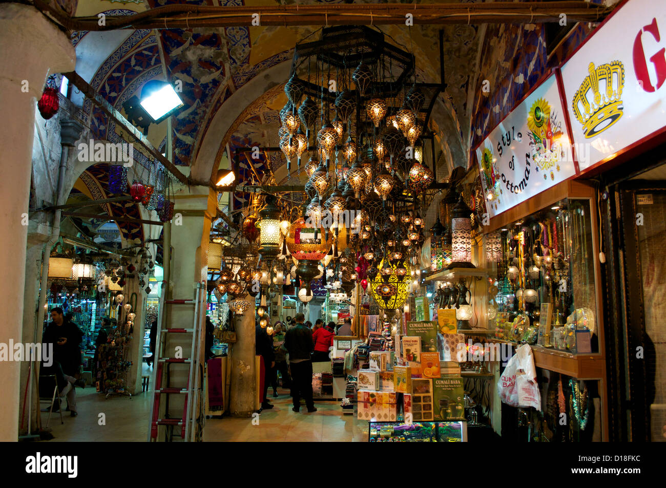 Inside the Grand Bazaar in Istanbul Turkey Stock Photo
