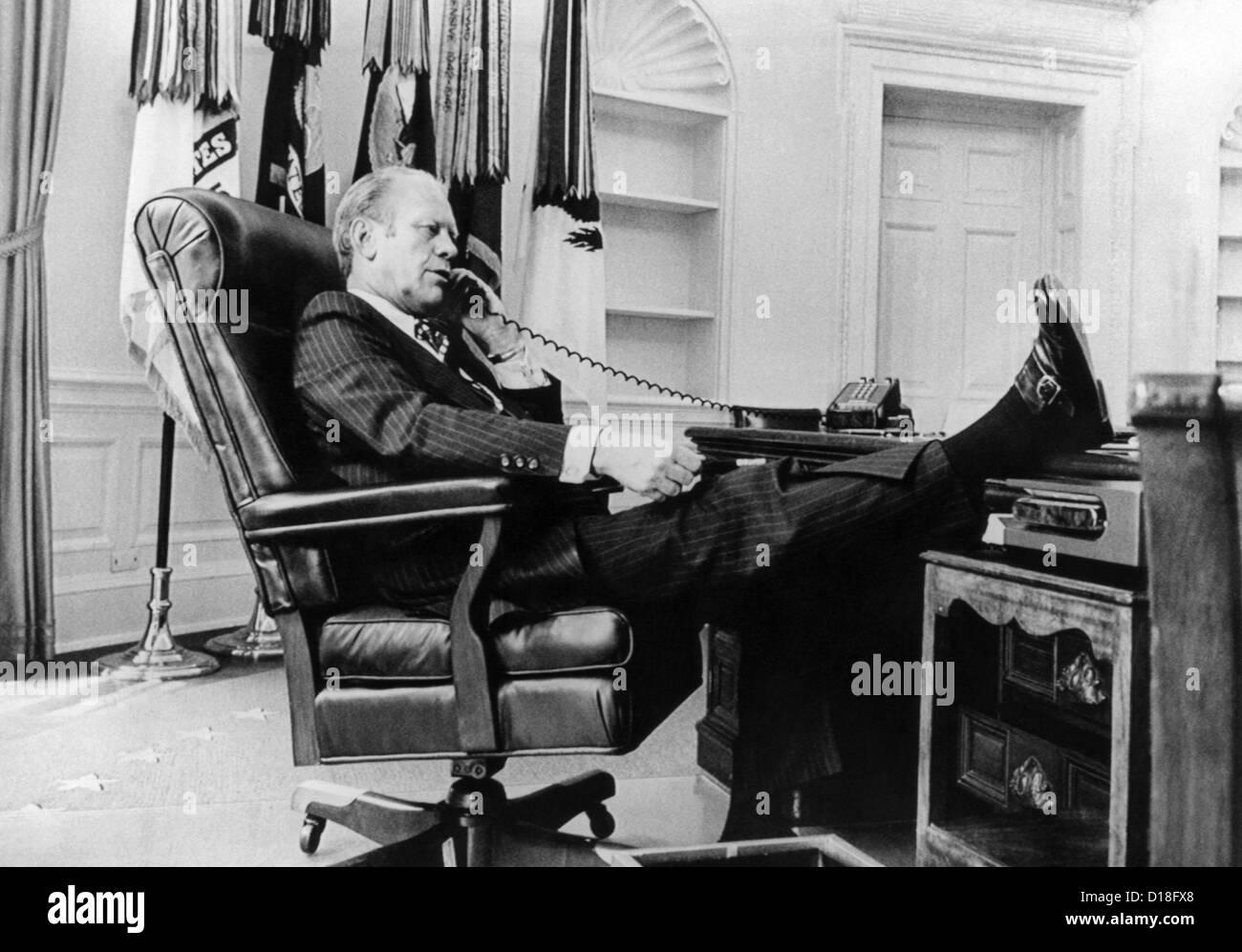 President Gerald Ford's first week in office. Ford talks on the