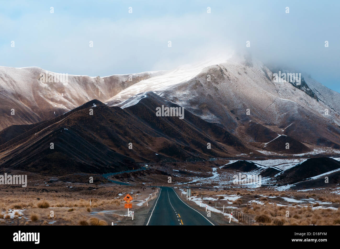 Paved mountain pass in rural landscape Stock Photo