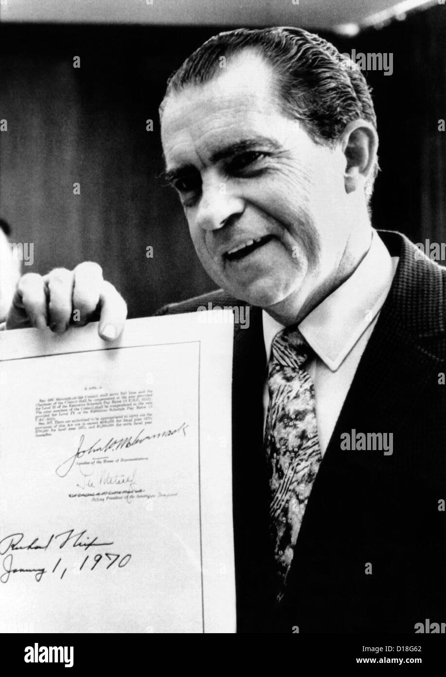 President Richard Nixon after signing Senate Bill 1075, creating the