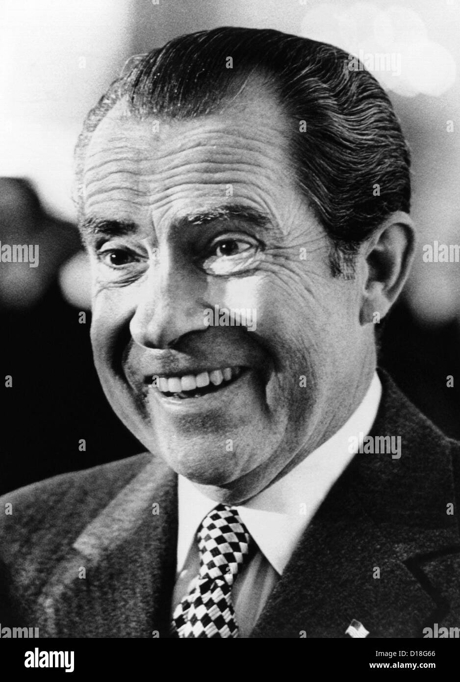 President Richard Nixon smiling broadly. He just signed one of several Drug laws created during his Administration. This one Stock Photo