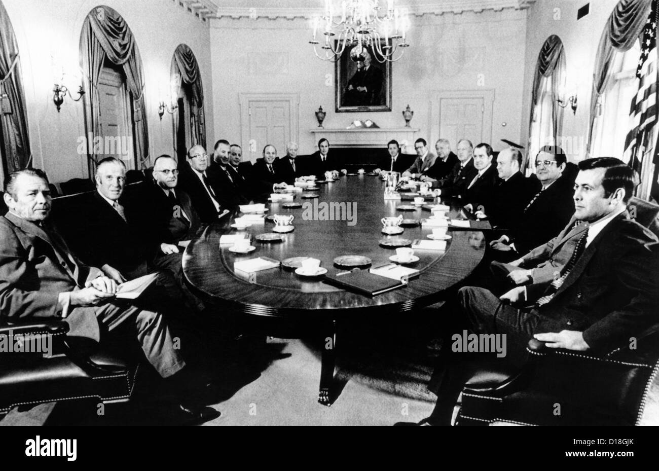President Richard Nixon With His Full Second Term Cabinet L R