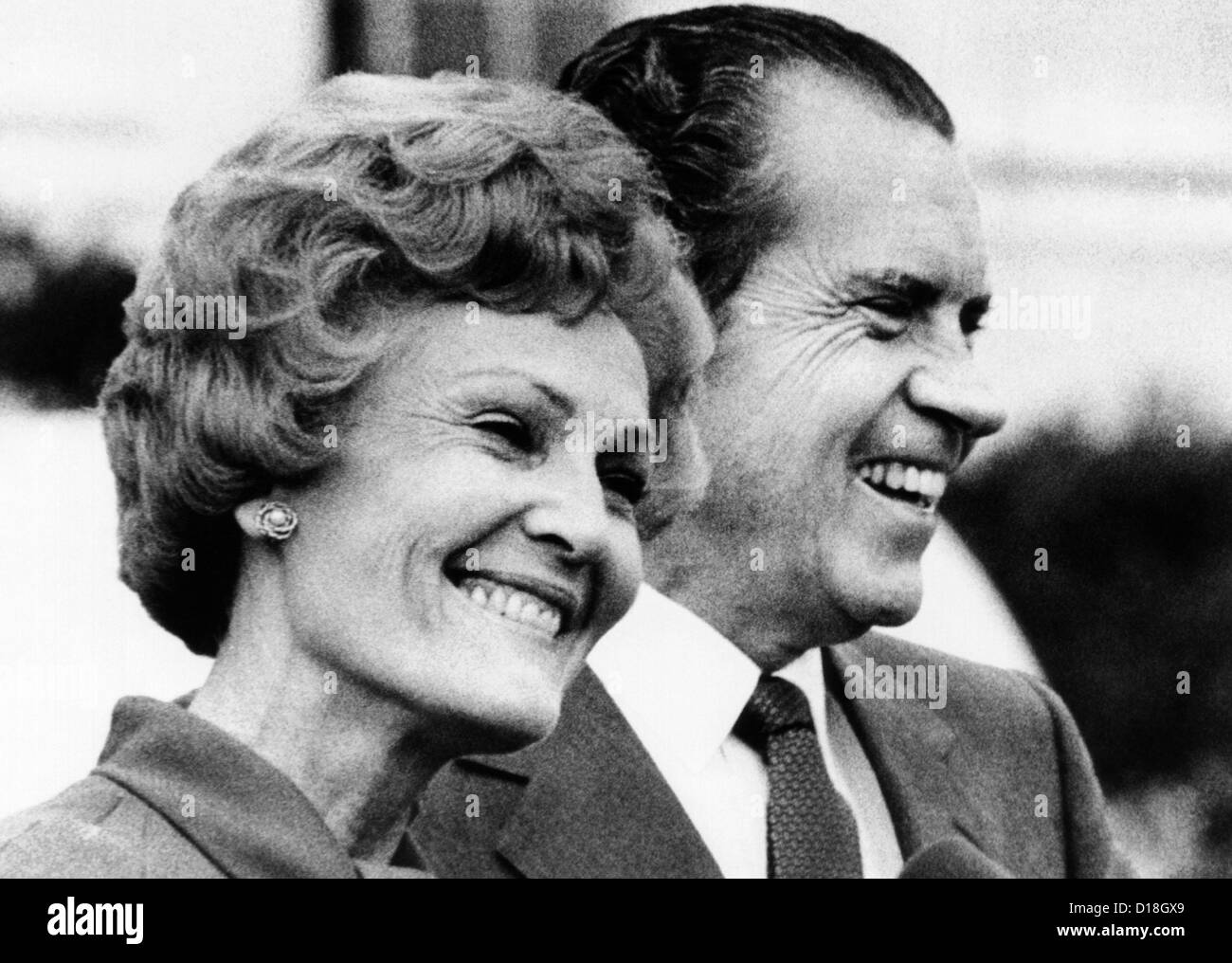 President Richard Nixon and First Lady Pat Nixon. They were greeting