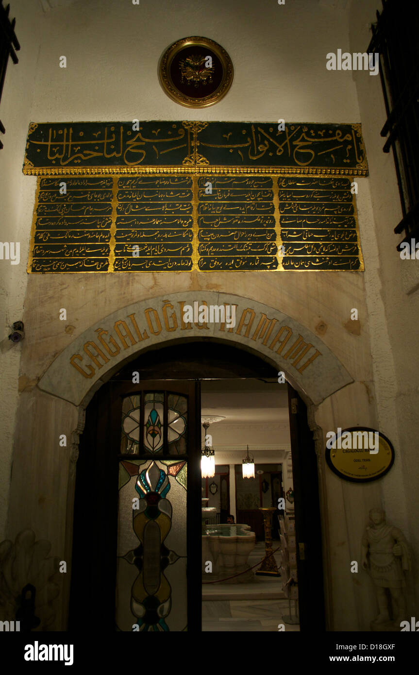 Entrance to Cagaloglu Hamman , a historical Turkish bath built by Mimar