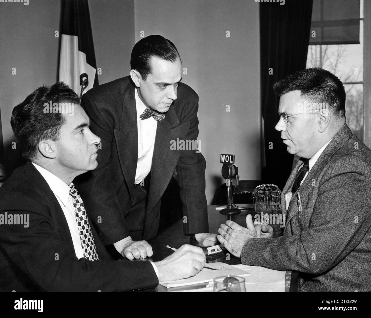 House Un-American Activities Committee at work. L-R: Richard Nixon; Robert Stripling, Chief Investigator; and Dr. Edward Stock Photo