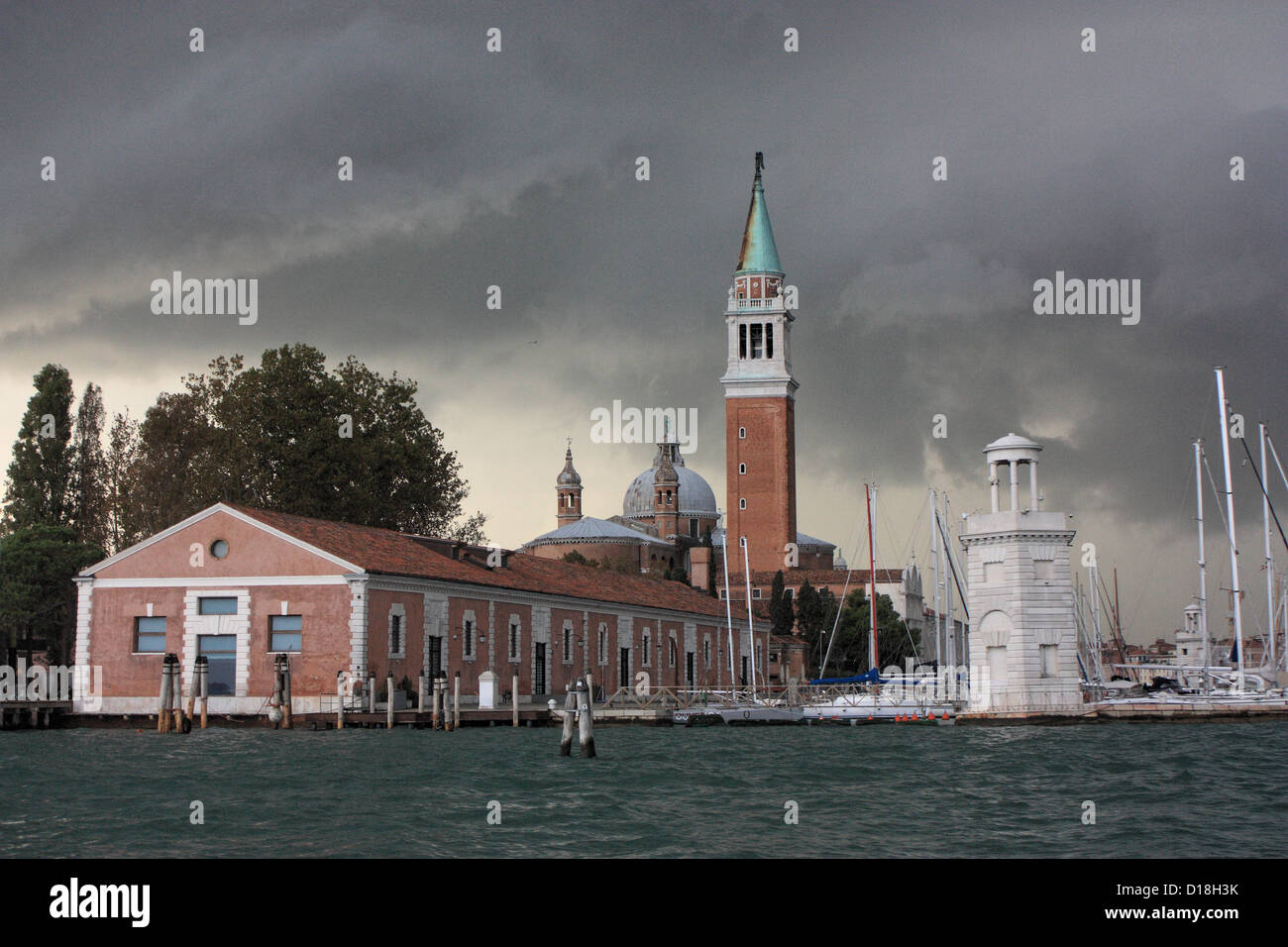 Dark clouds over  Venice. Stock Photo