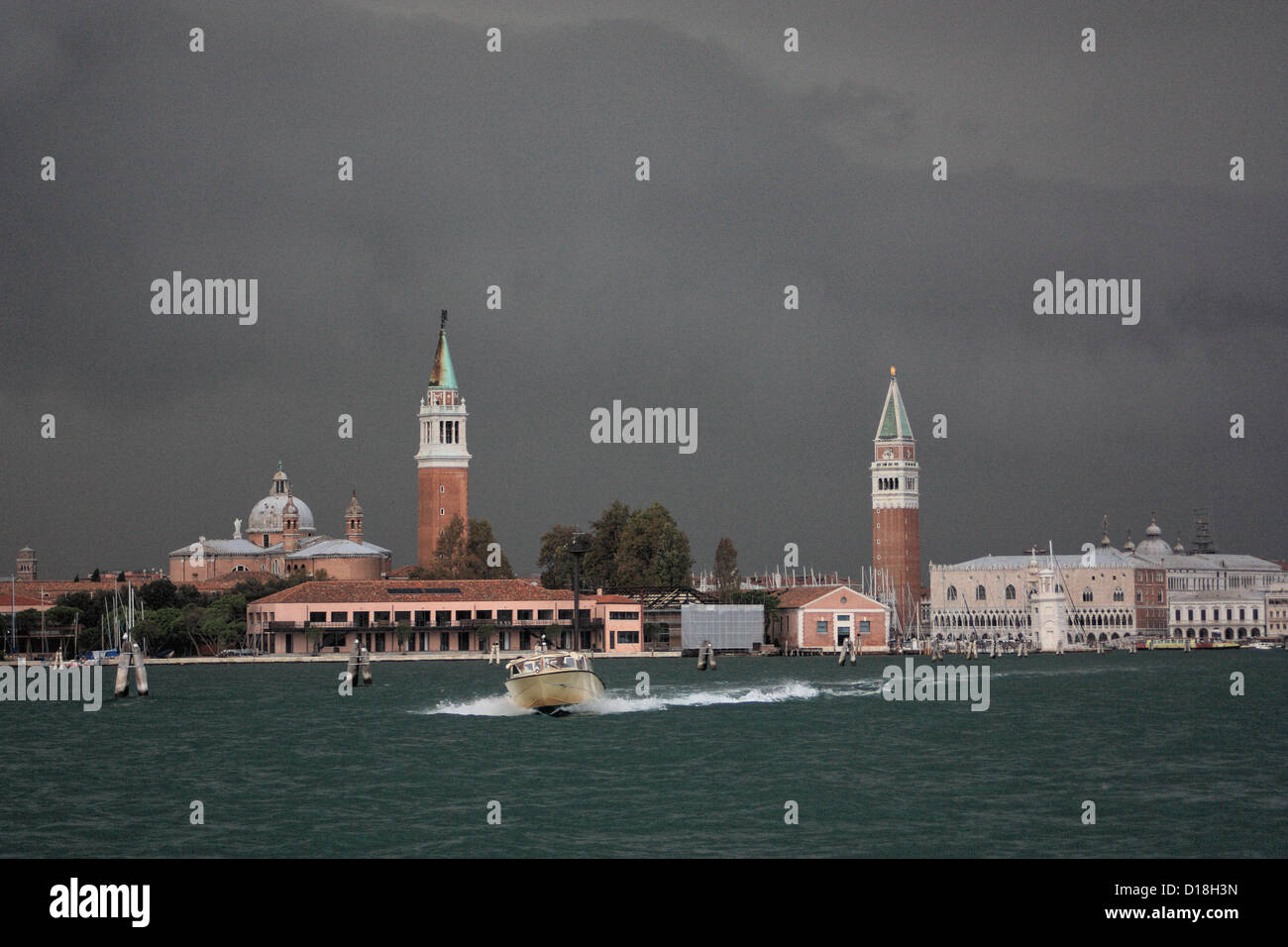 Dark clouds over  Venice. Stock Photo