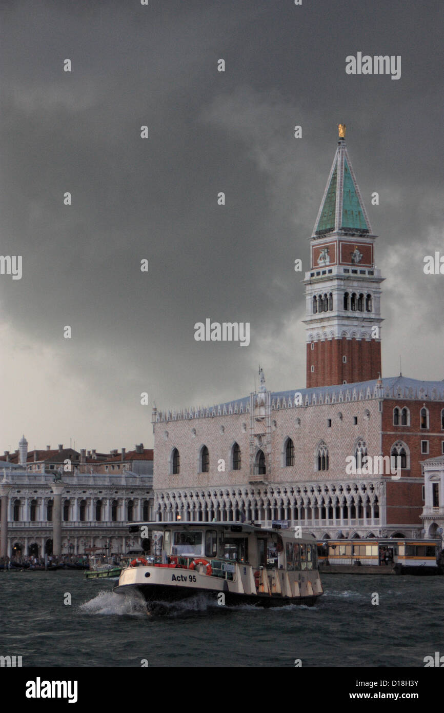 Dark clouds over  Venice. Stock Photo