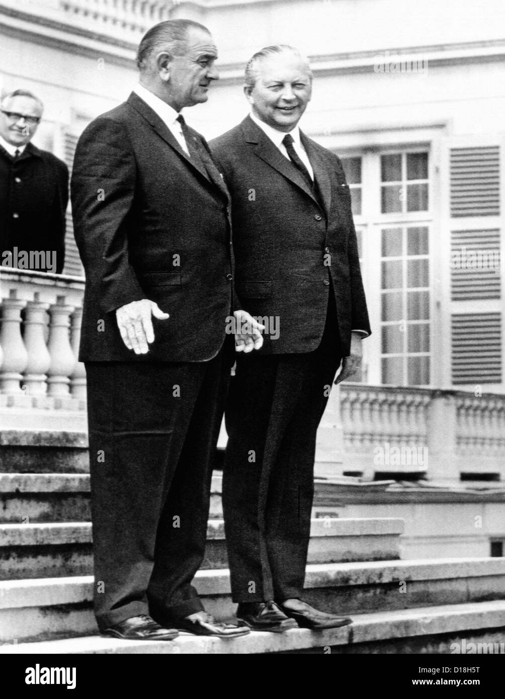 President Lyndon Johnson and West German Chancellor, Kurt Georg Kiesinger. April 24, 1967. (CSU ALPHA 690) CSU Archives/Everett Stock Photo