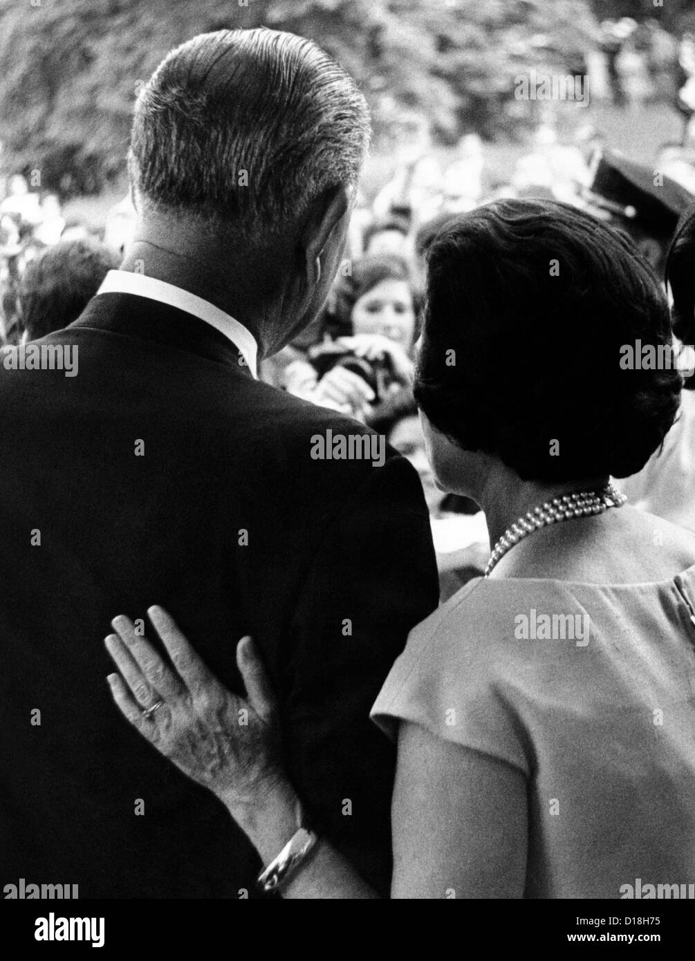 President Lyndon Johnson and wife Lady Bird during a White House ceremony. 1964. (CSU ALPHA 704) CSU Archives/Everett Collection Stock Photo
