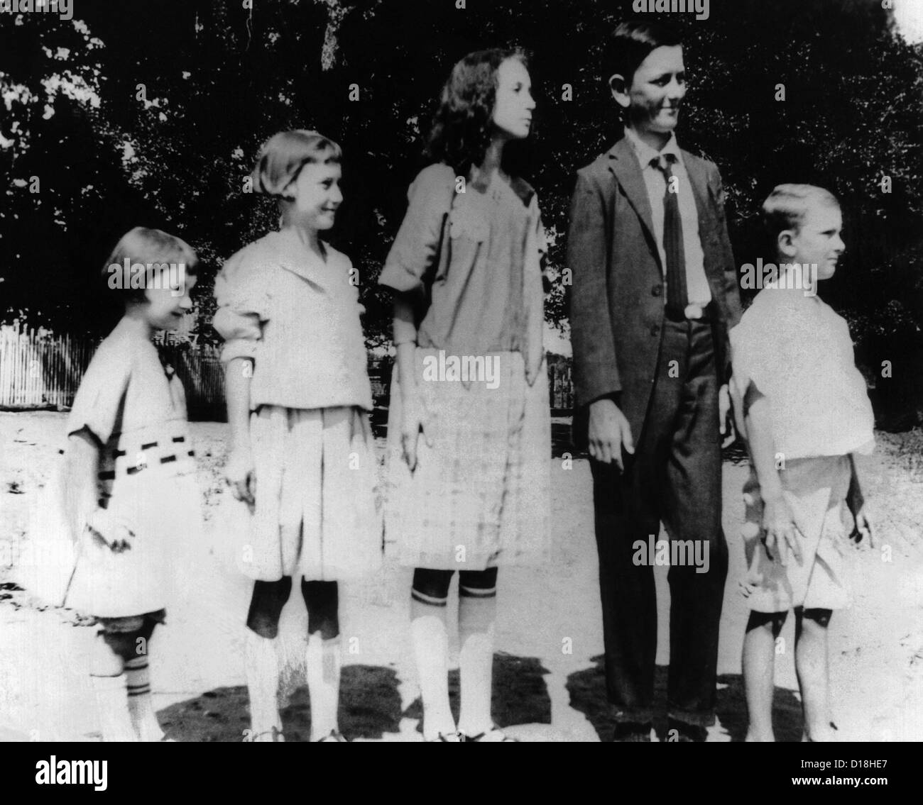 President Lyndon Johnson in an old family photo with his siblings. L R Lucia Joseph Rebekah Lyndon in his first long pants Stock Photo Alamy