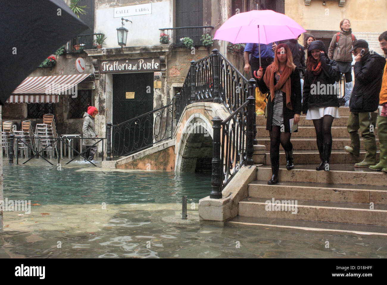 Venice. 1st November 2012. High water level “Acqua alta”, Venise. Stock Photo