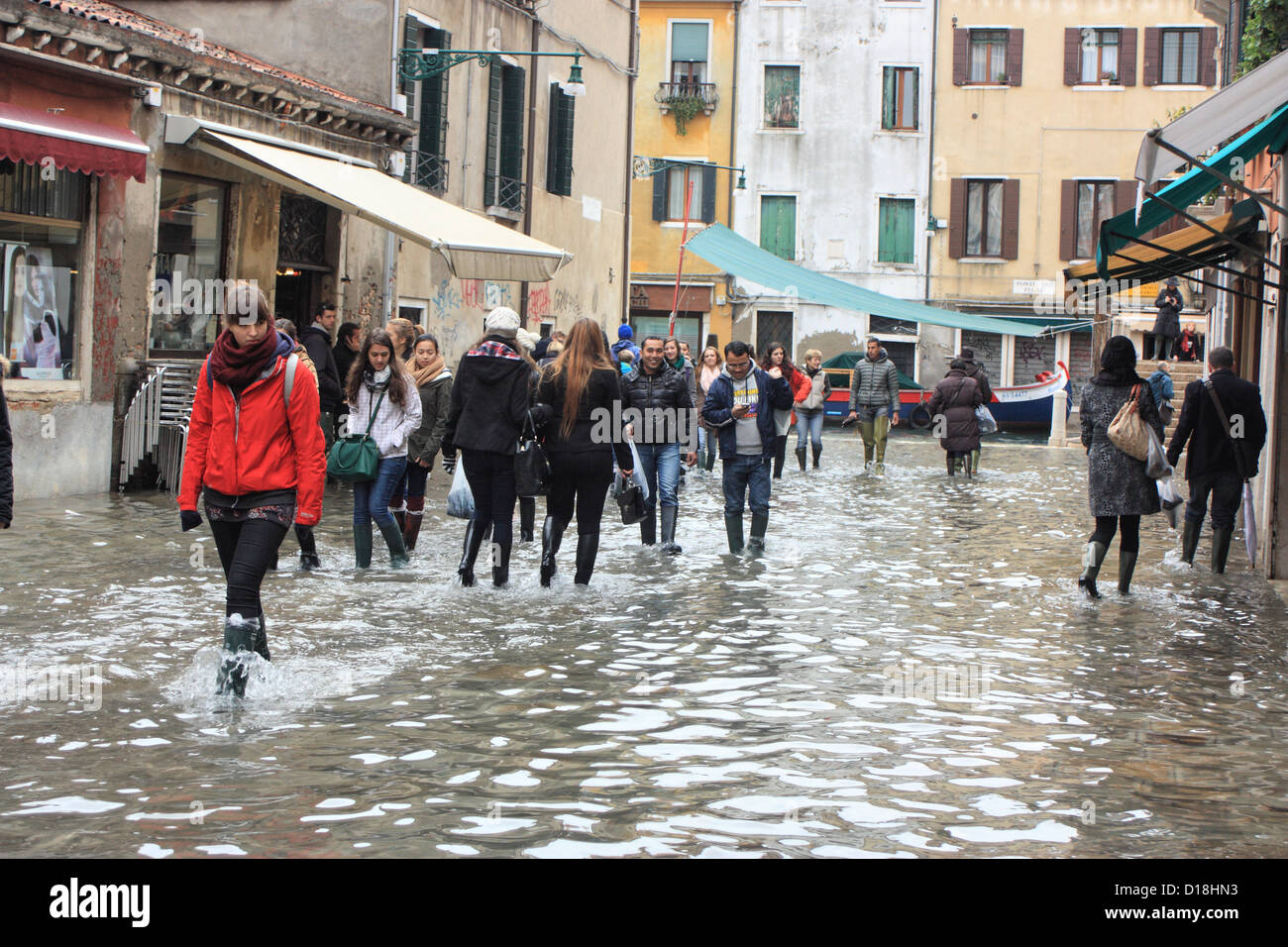 Venice, Italy. 1st November 2012. High water level “Acqua alta” Stock