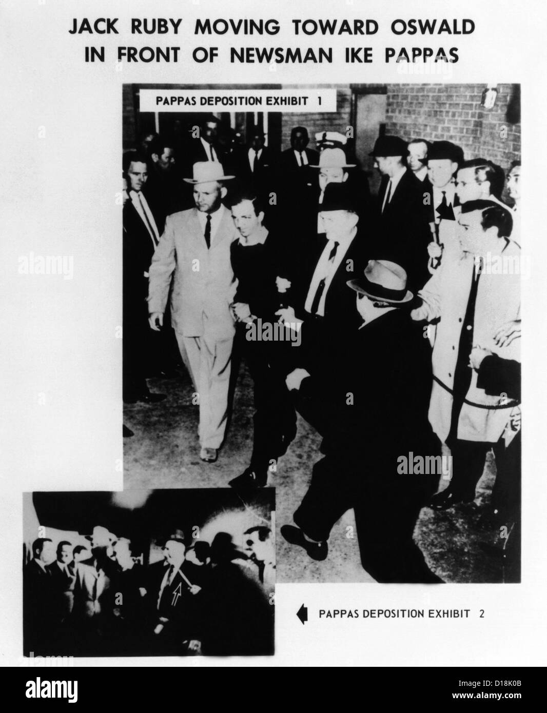 Warren Commission Exhibit. Jack Ruby moving toward Oswald in front of newsman Ike Pappas. Nov. 24, 1963. (CSU ALPHA 999) CSU Stock Photo