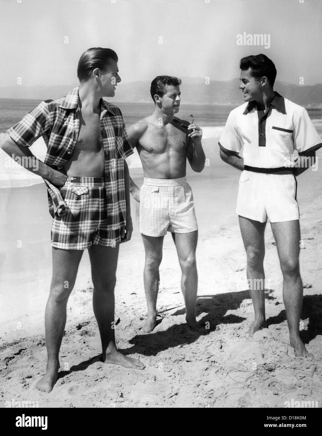 Male models pose in Jantzen's 1952 men's bathing suits. (CSU ALPHA 1329) CSU Archives/Everett Collection Stock Photo