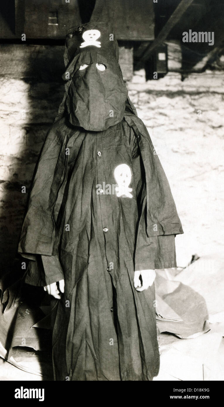 Black Legion member in his night rider robes. They splintered from the Ku Klux Klan and were led by William Shepard in Ohio. Stock Photo