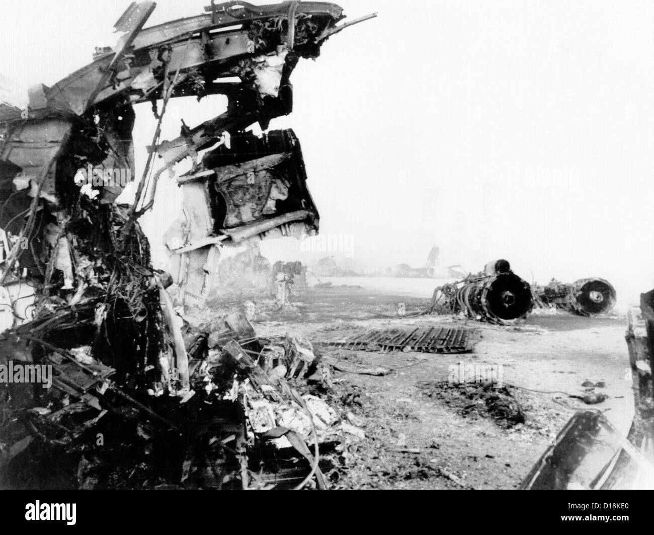 Remains of jet engines of the three planes, valued at $20 million, which Arab guerrillas blew apart at Zarka, Jordon. Airliners Stock Photo