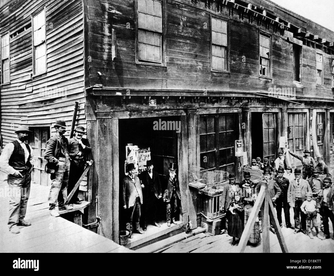 Abe Warner opened his saloon on Meigg's Wharf in 1856, and it soon was called the Cobweb Palace. He loved spiders, and allowed Stock Photo