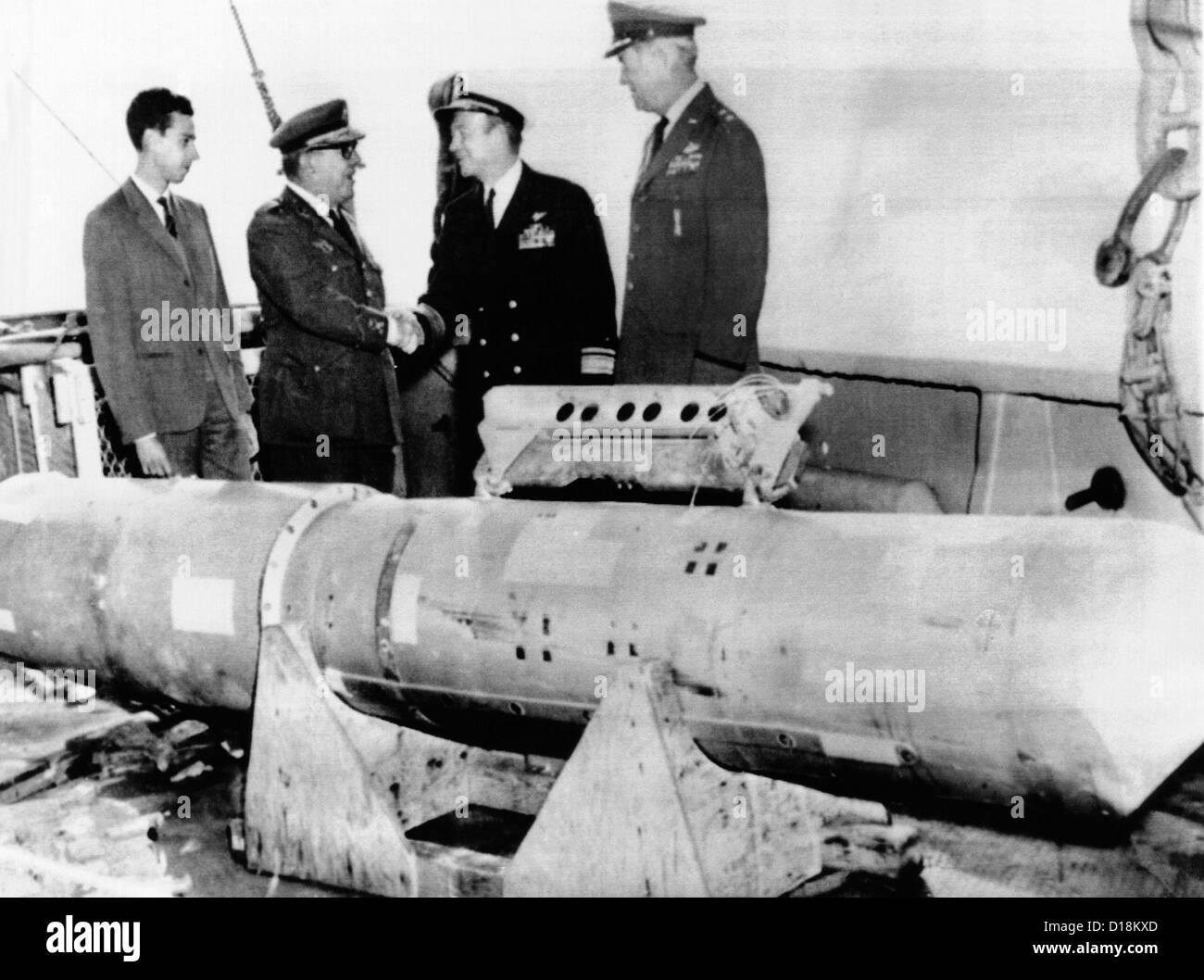Lost H-bomb recovered off Palomares, Spain. It was lost when a American B-52 carrying 4 H-bombs broke up over the Mediterranean Stock Photo