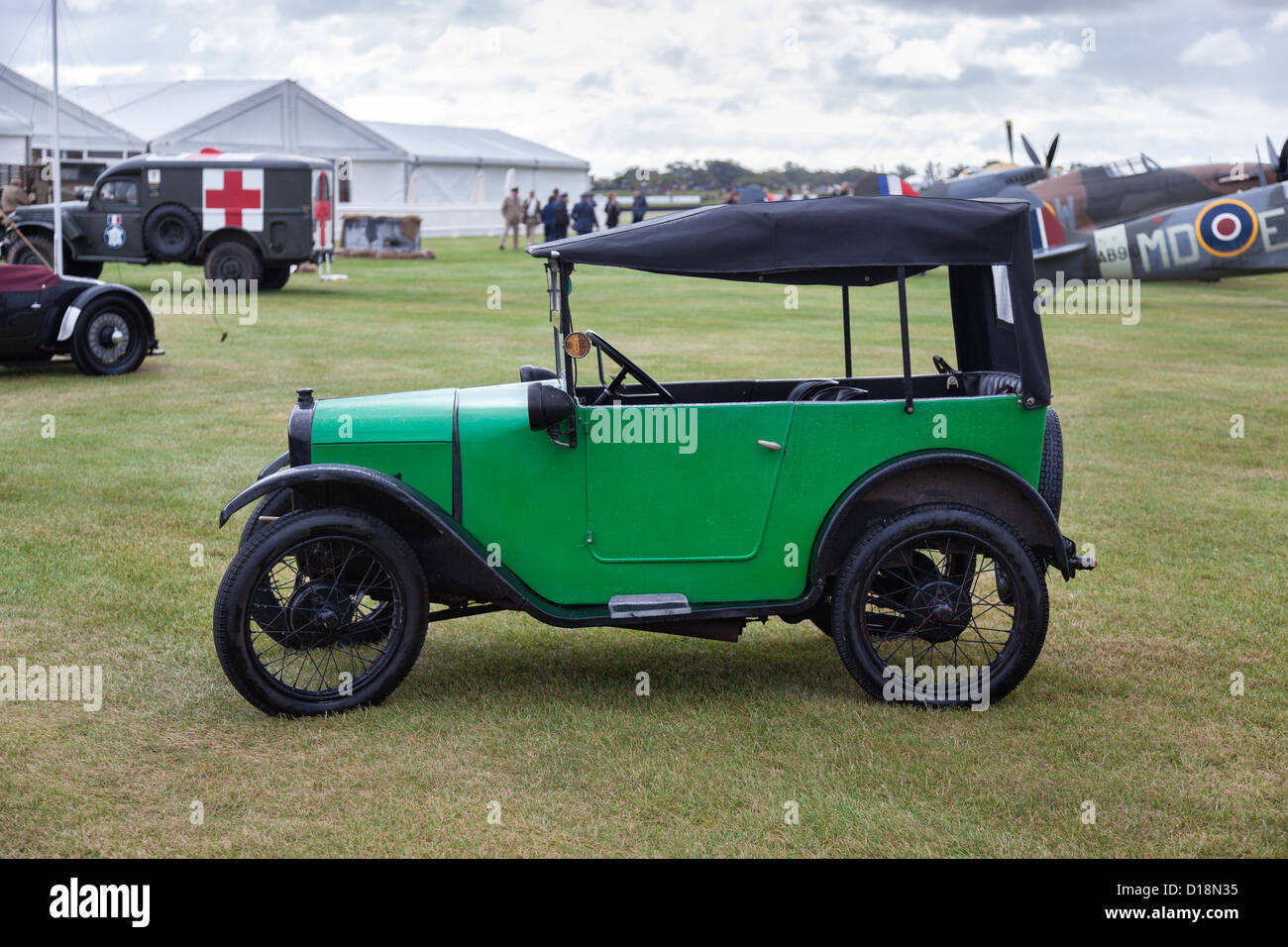 Austin Seven parked on the airfield at the Goodwood Revival Stock Photo