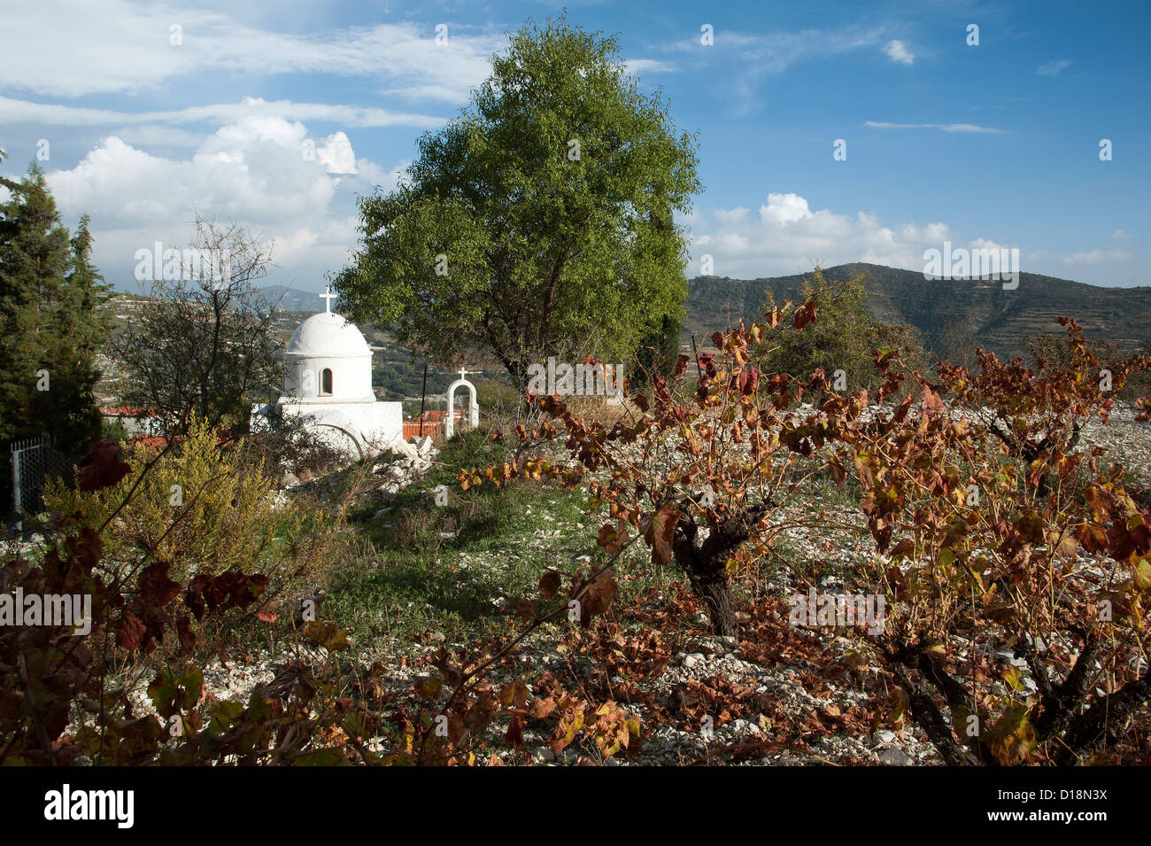 Church of Agia Mavri 12th Century in the wine village of Koilani in the area known as Krasochoria north of Lemesos Cyprus Stock Photo