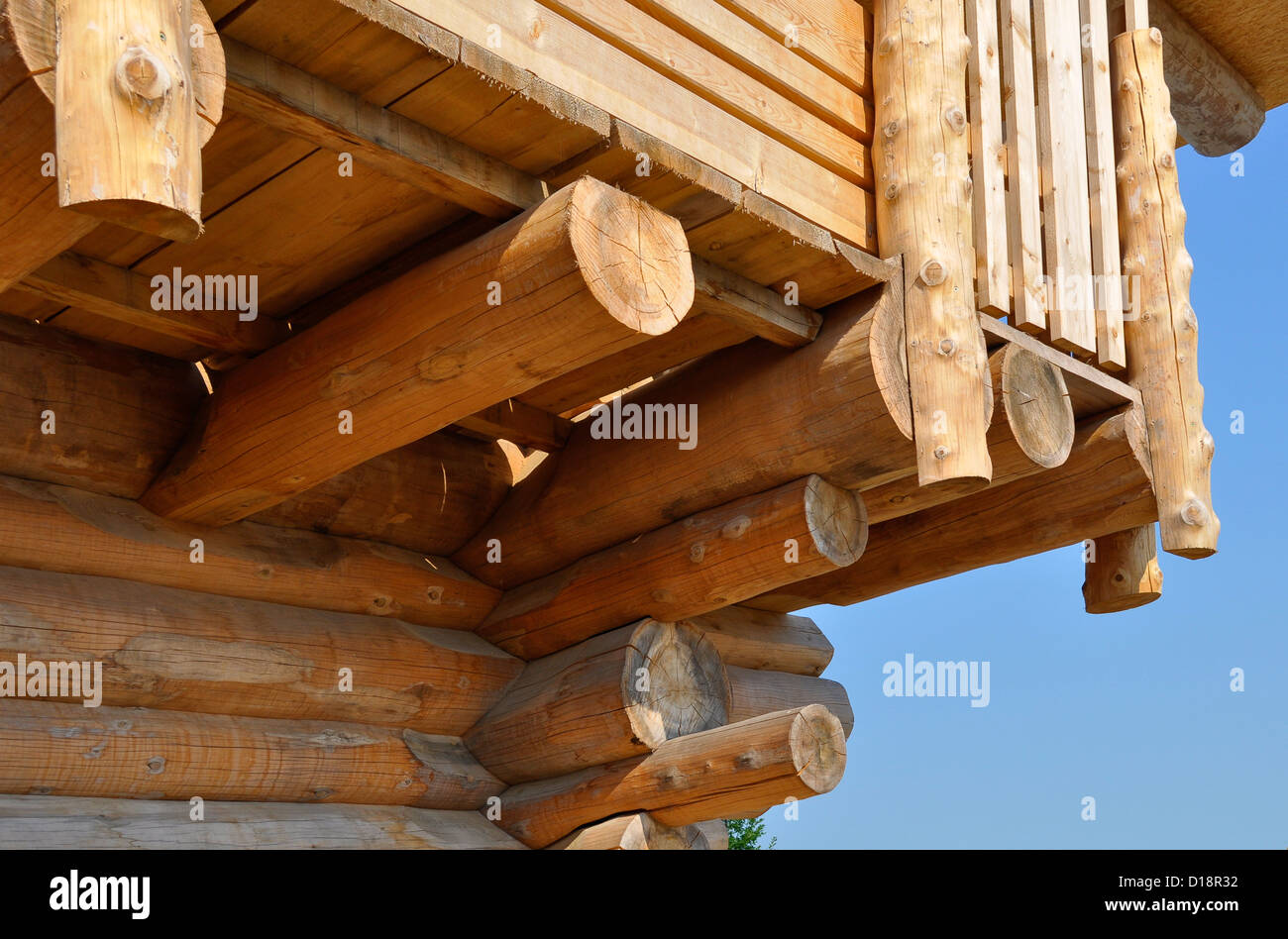 Ausschnitt eines Blockhauses, Excerpt of a log cabin, Stock Photo