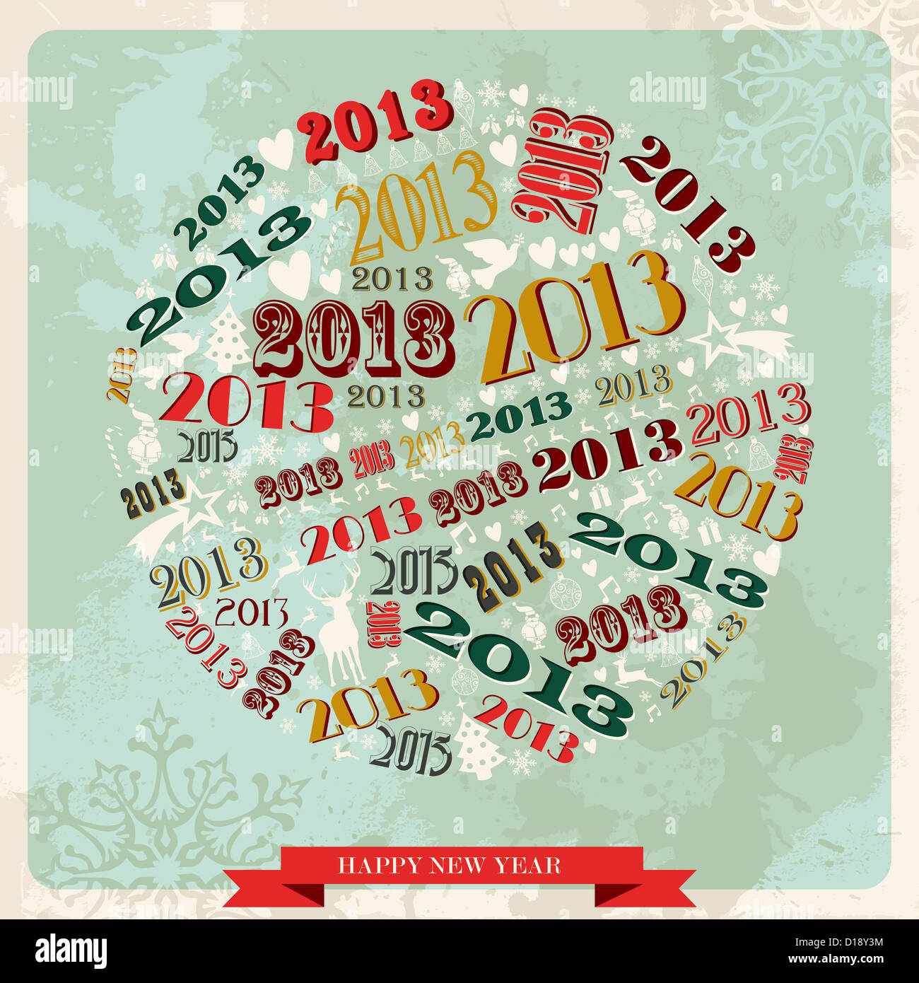Vintage Happy New year 2013 concept numbers in circle shape. Vector ...