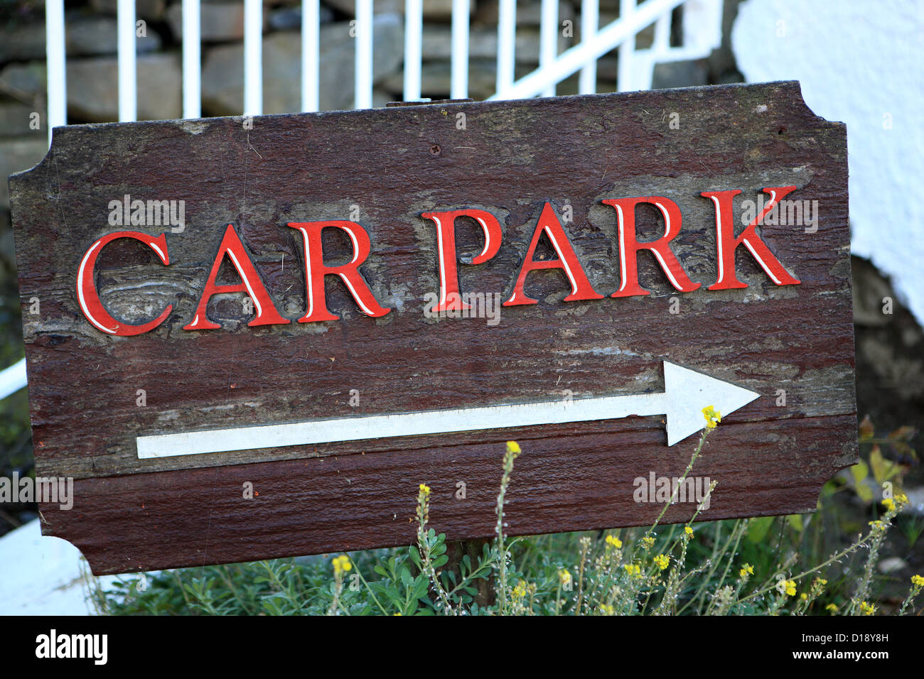 Car park park sign with directional arrow Stock Photo