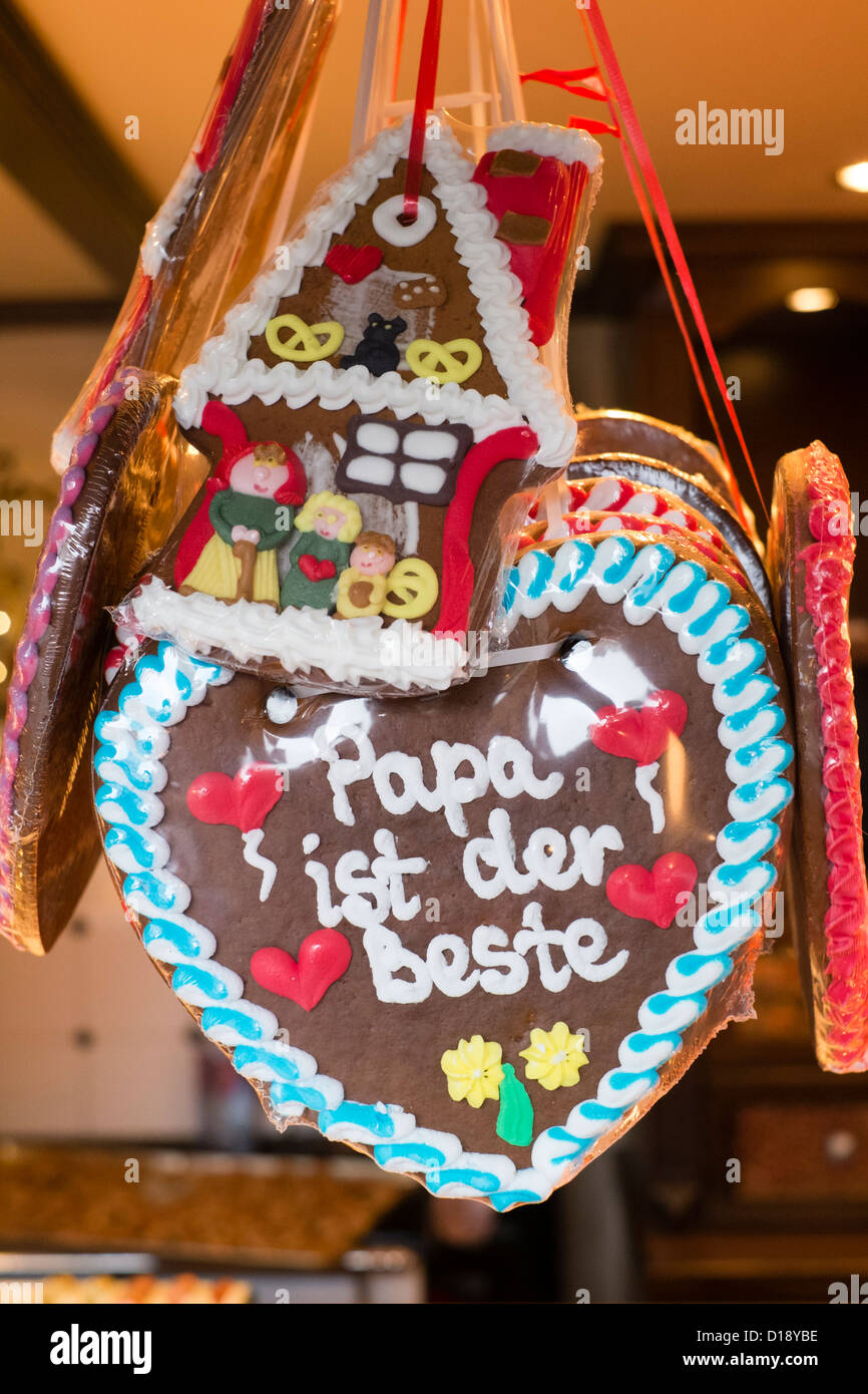 Traditional Lebkuchen for sale at Christmas market in Cologne Germany