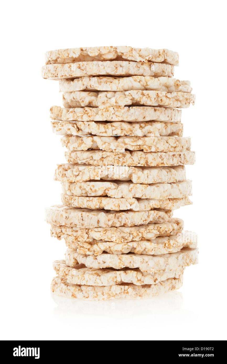 Diet rice cakes pile isolated on white background Stock Photo Alamy