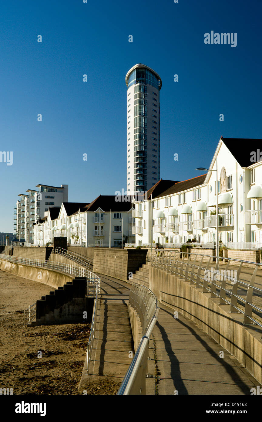 swansea seafront and meridian tower, swansea south wales Stock Photo