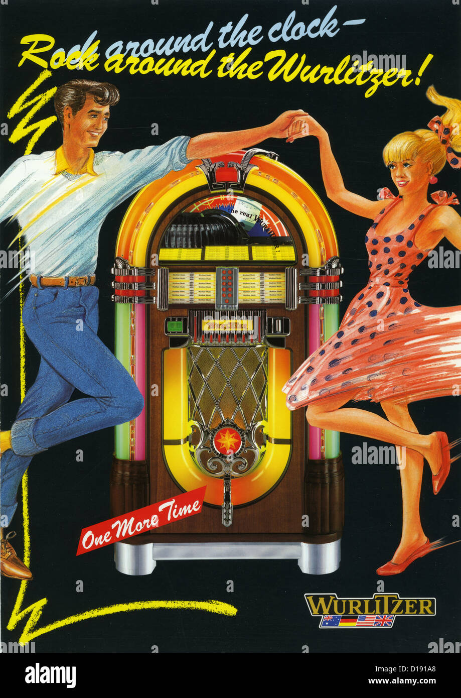 WURLITZER JUKEBOX advert showing a model 1015 Stock Photo